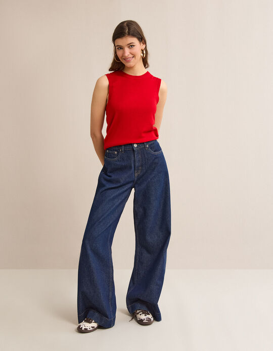 Comprar Online Cal&ccedil;as de Ganga Wide Leg, Mulher, Azul Escuro