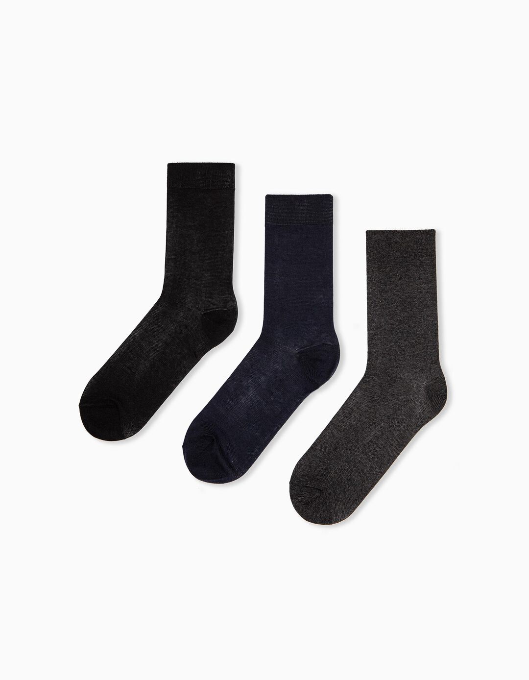 3 Pairs of Cotton Socks for Men, Black