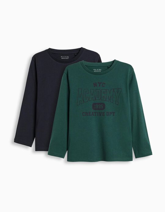Comprar Online Pack 2 T-shirts de Manga Comprida, Menino, Verde Escuro