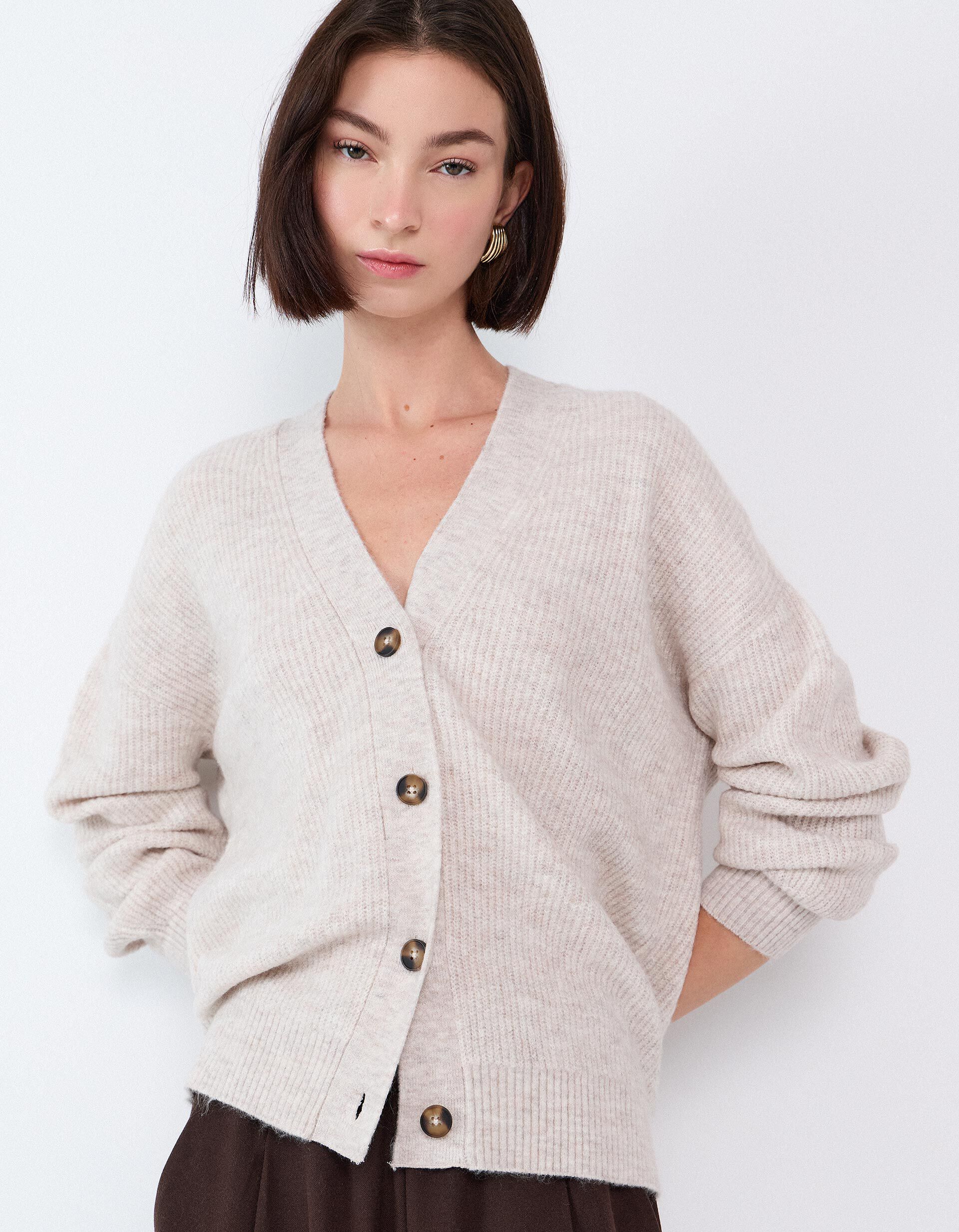 Comprar Online Casaco De Malha, Mulher, Bege Claro