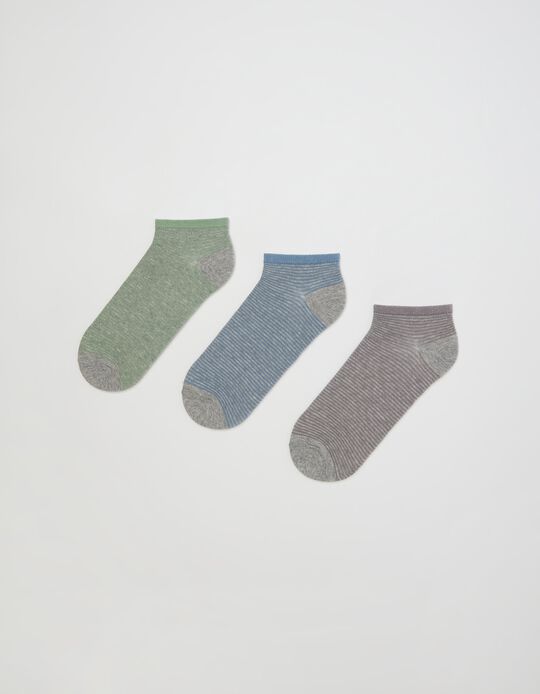 3 Invisible Socks Pairs Pack, Men, Light Grey
