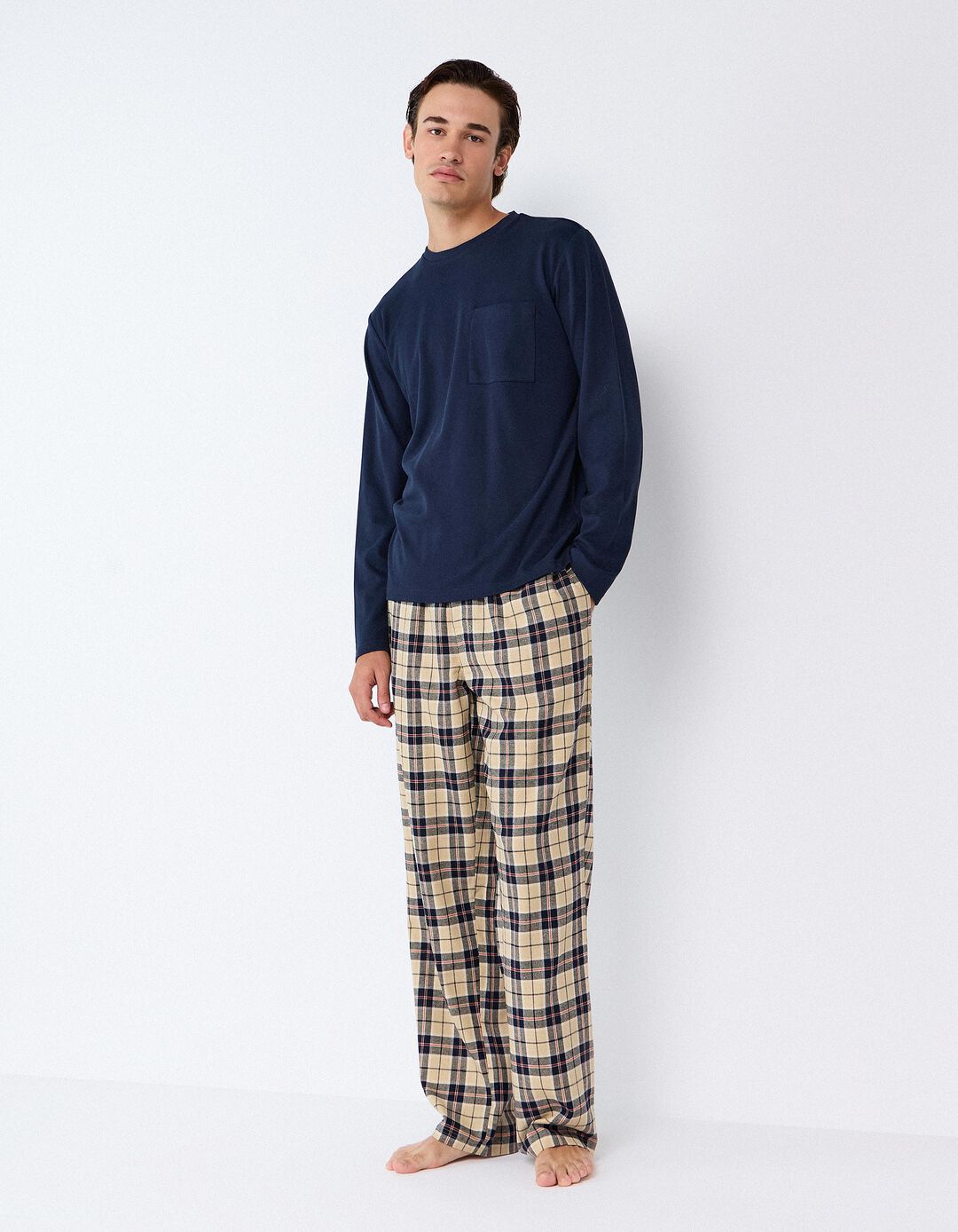 Pijama De Flanela, Homem, Azul Escuro