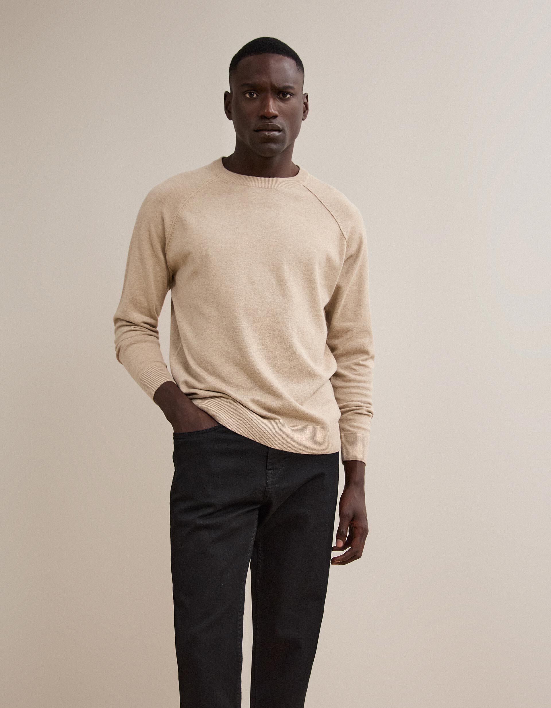 Comprar Online Camisola De Malha, Homem, Bege Claro
