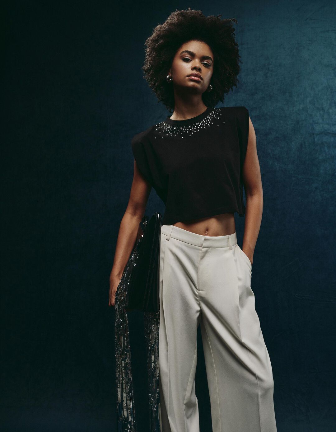 T-shirt sem Mangas, Mulher, Preto