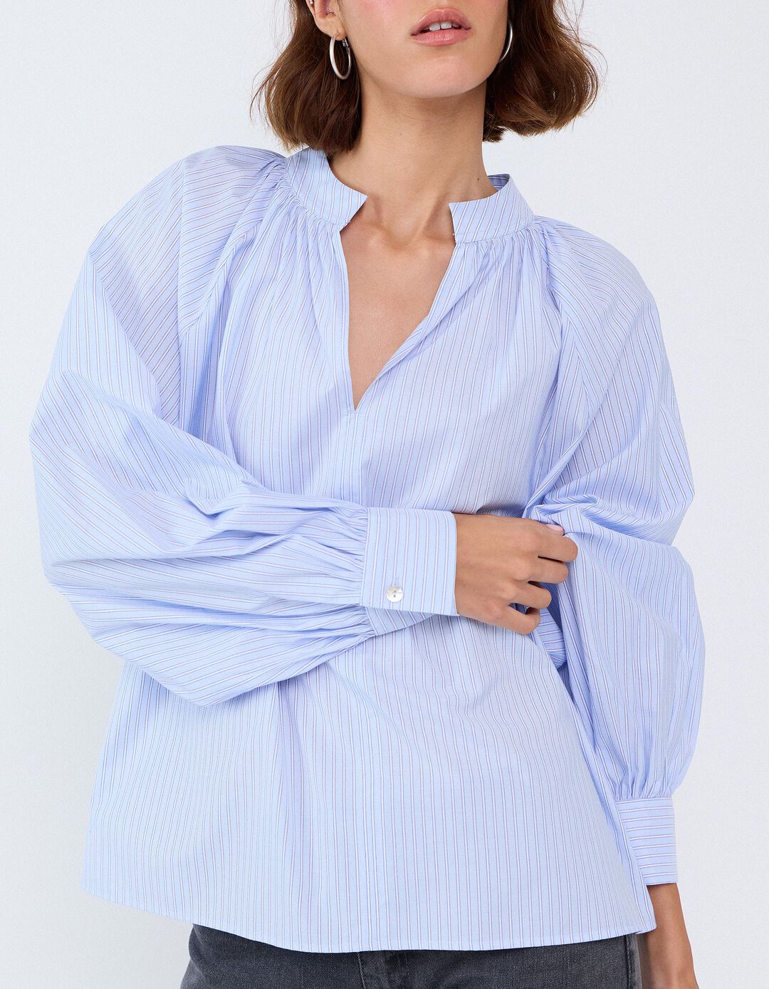 Blusa &Agrave;s Riscas, Mulher, Azul