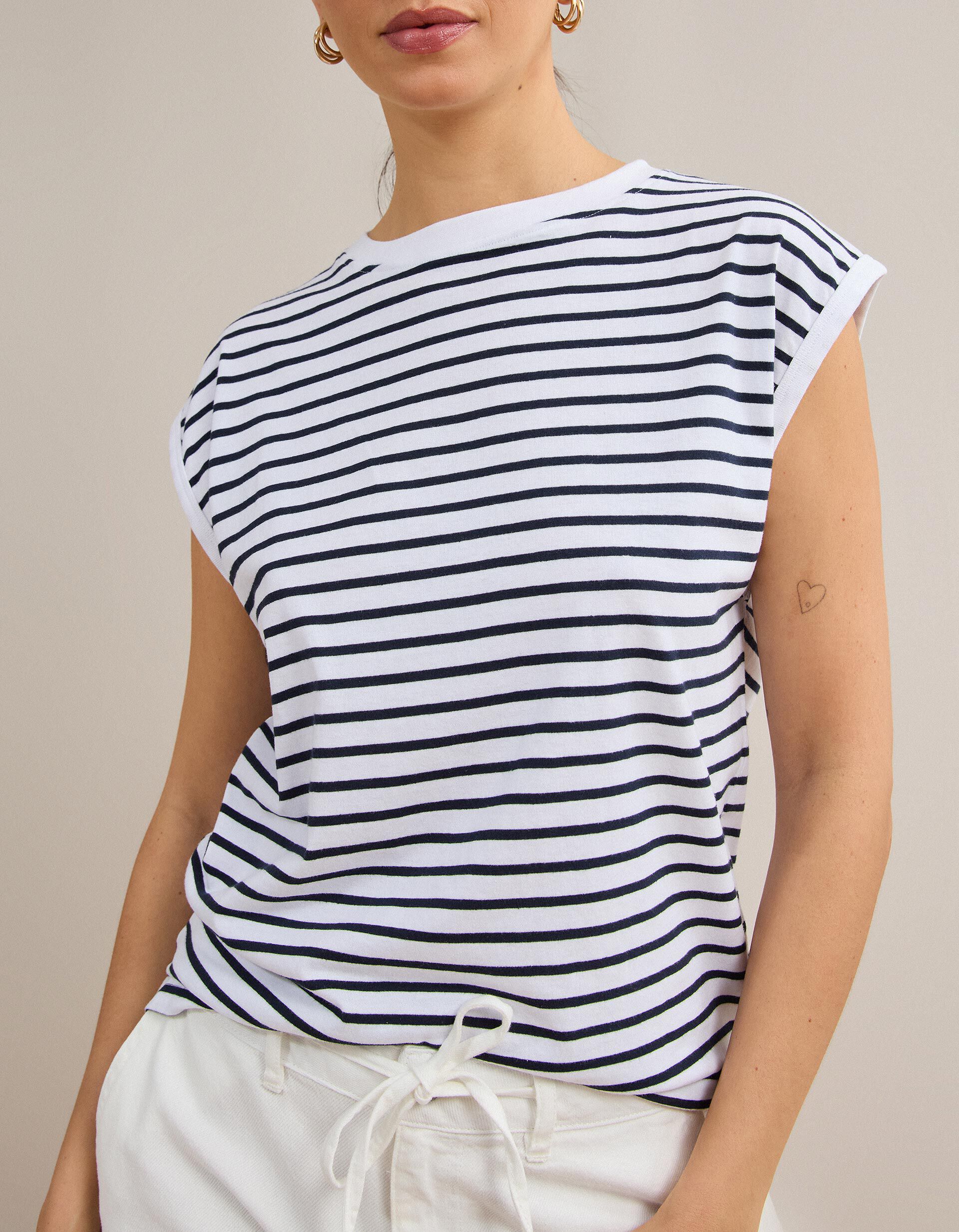 Comprar Online T-shirt &Agrave;s Riscas, Mulher, Branco