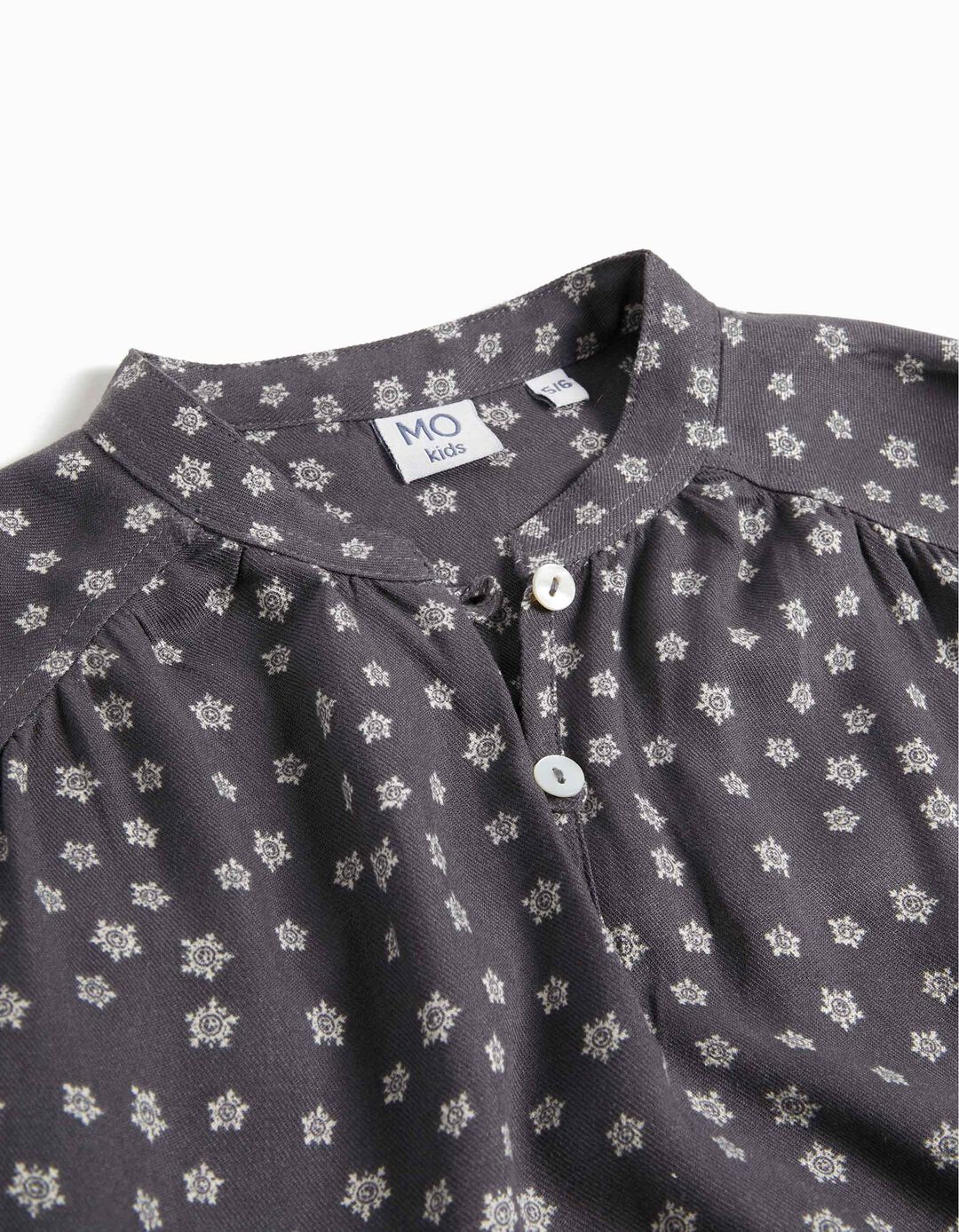 Printed Long Sleeve Blouse, Baby Girl, Dark Gray