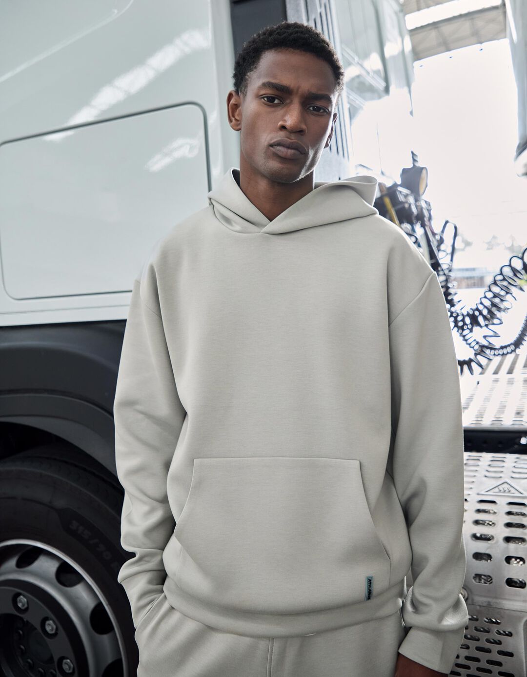 Sweatshirt de Felpa Capuz, Homem, Verde Claro