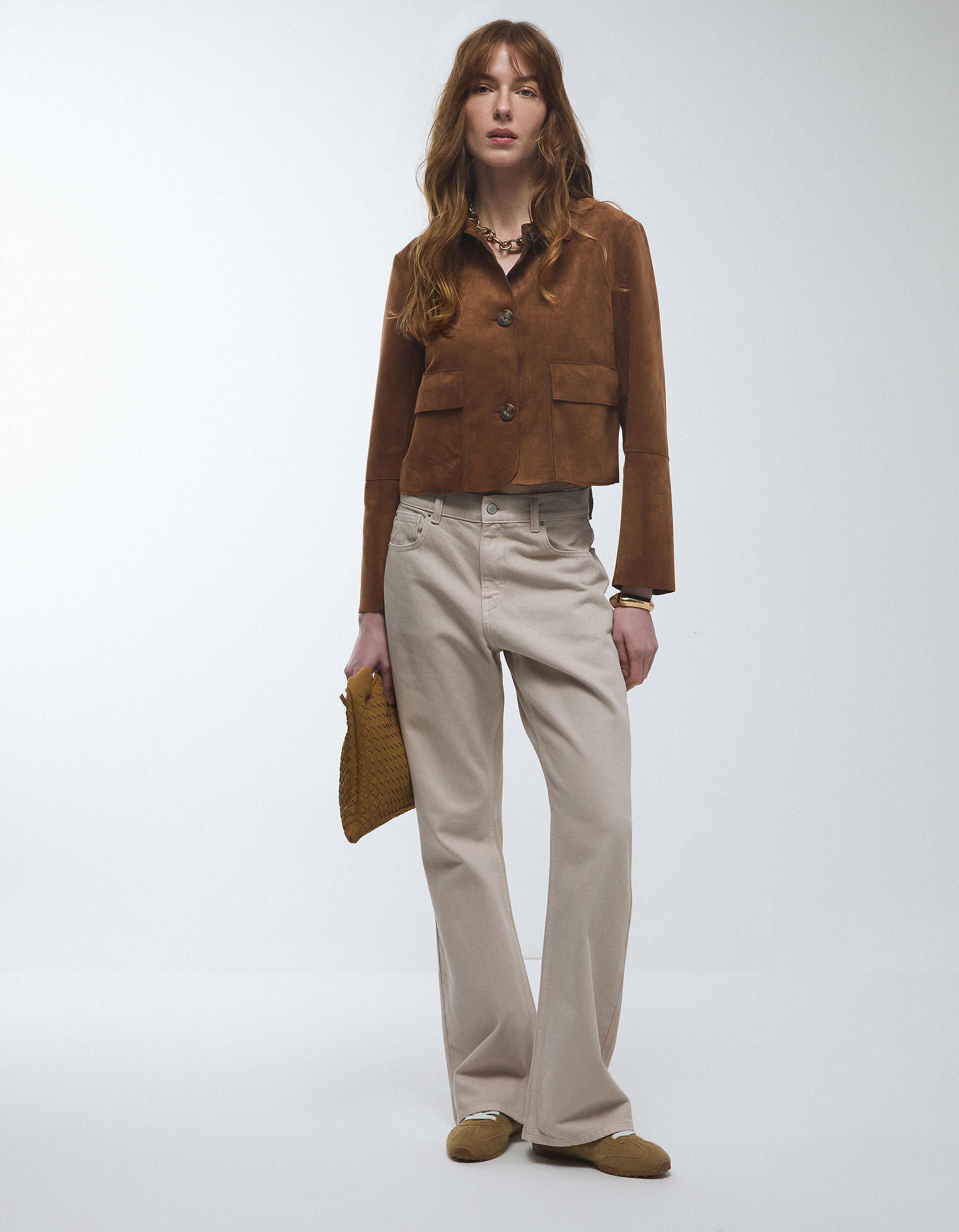 Comprar Online Casaco Efeito Camur&ccedil;a, Mulher, Bege