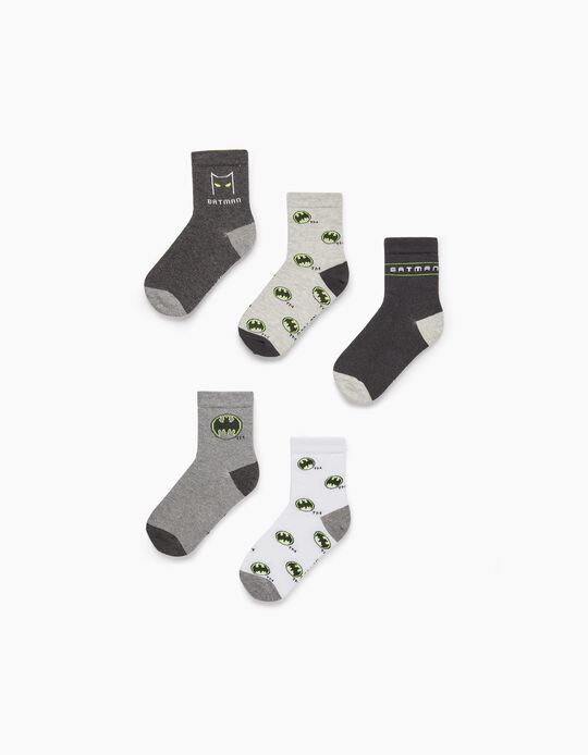 5-Pack of Cotton Socks for Boys 'Batman', Grey/White