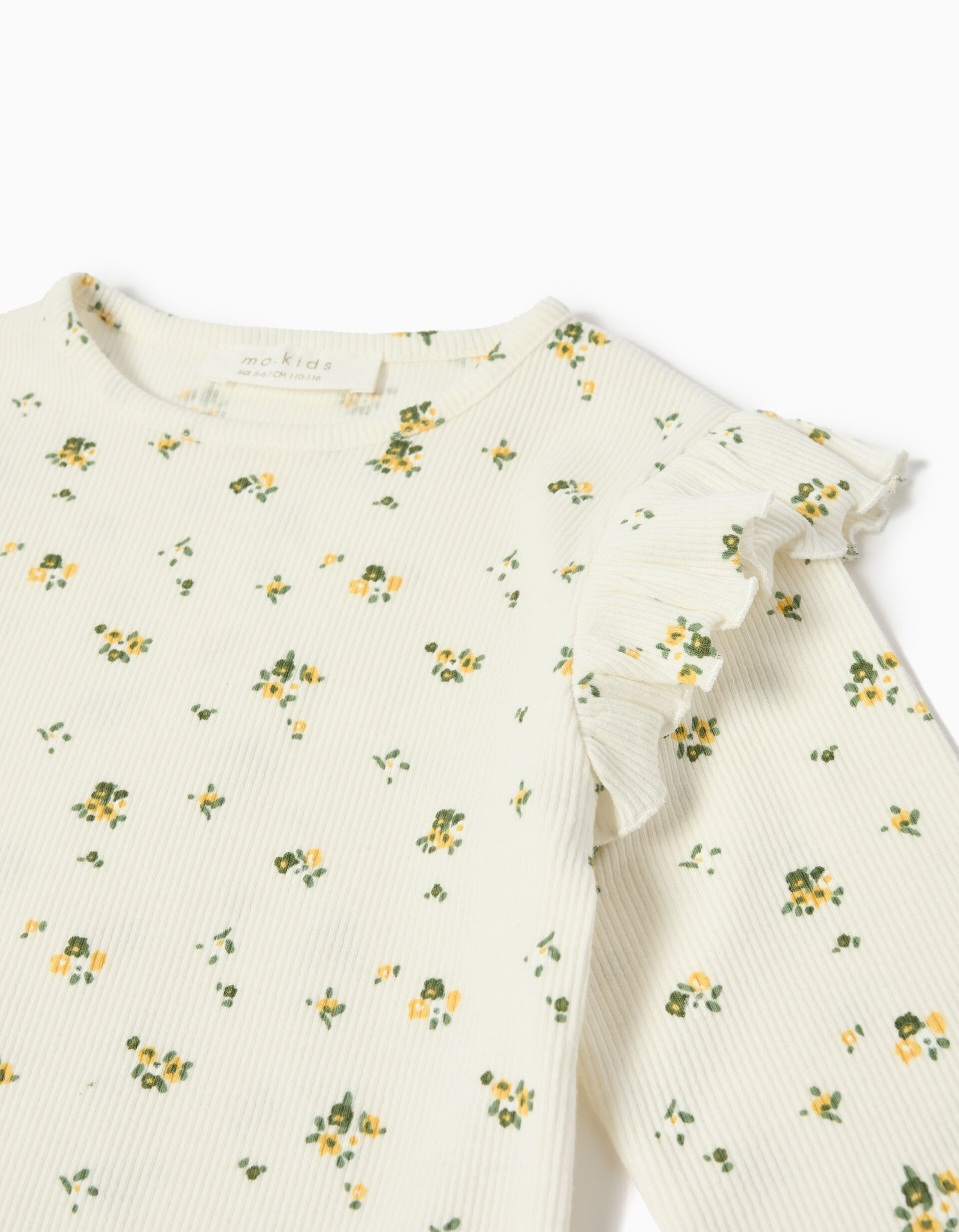 Comprar Online T-shirt de Manga Comprida com Folhos, Menina, Cru 