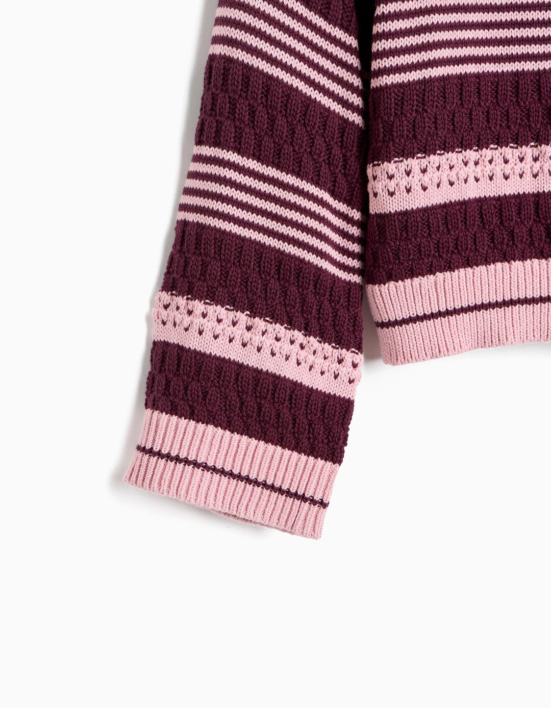 Camisola Tricotada &Agrave;s Riscas, Menina, Rosa Escuro