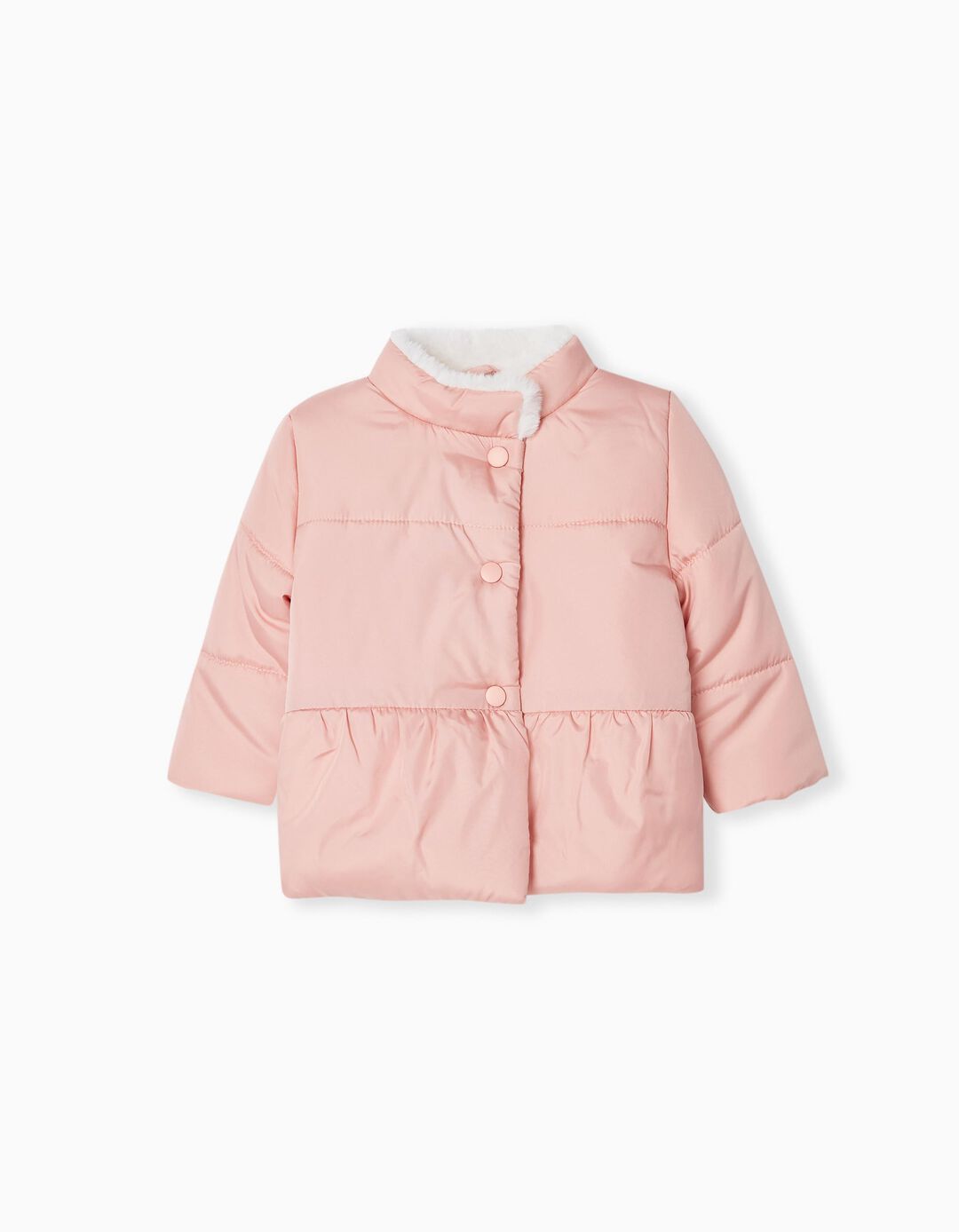 Fur Padded Jacket, Newborn Girls, Light Pink