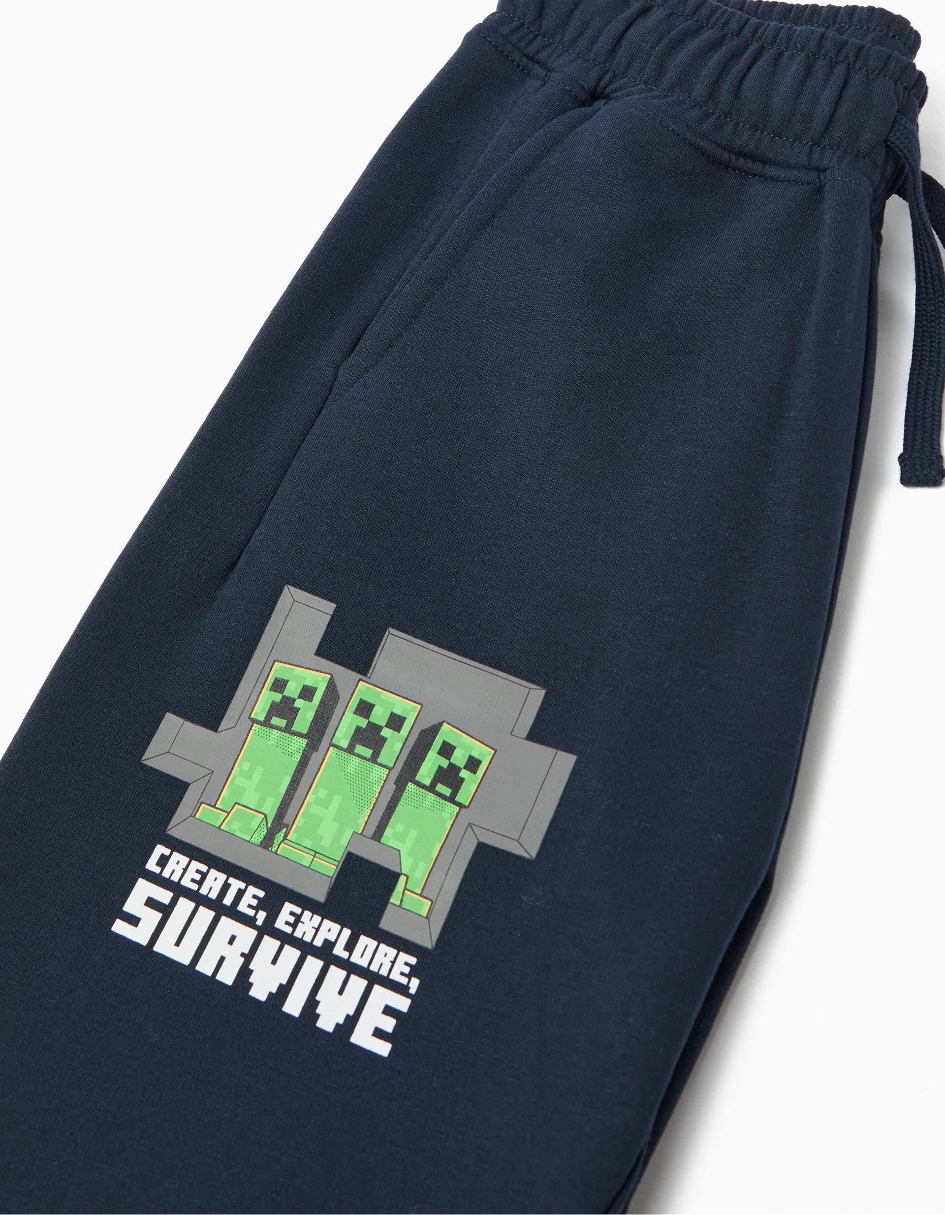 Comprar Online Cal&ccedil;as Jogging de Felpa 'Minecraft', Menino, Azul Escuro