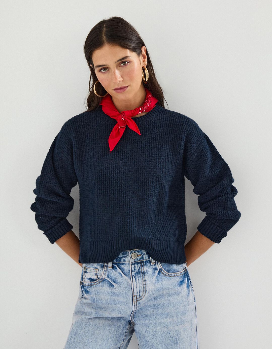 Camisola de Malha, Mulher, Azul Escuro