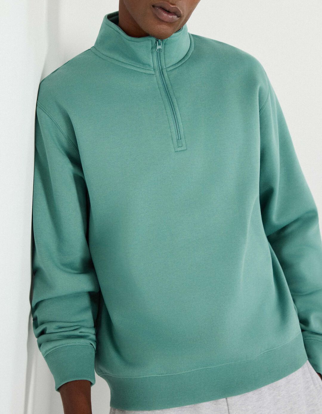 Sweatshirt com Fecho, Homem, Verde Escuro