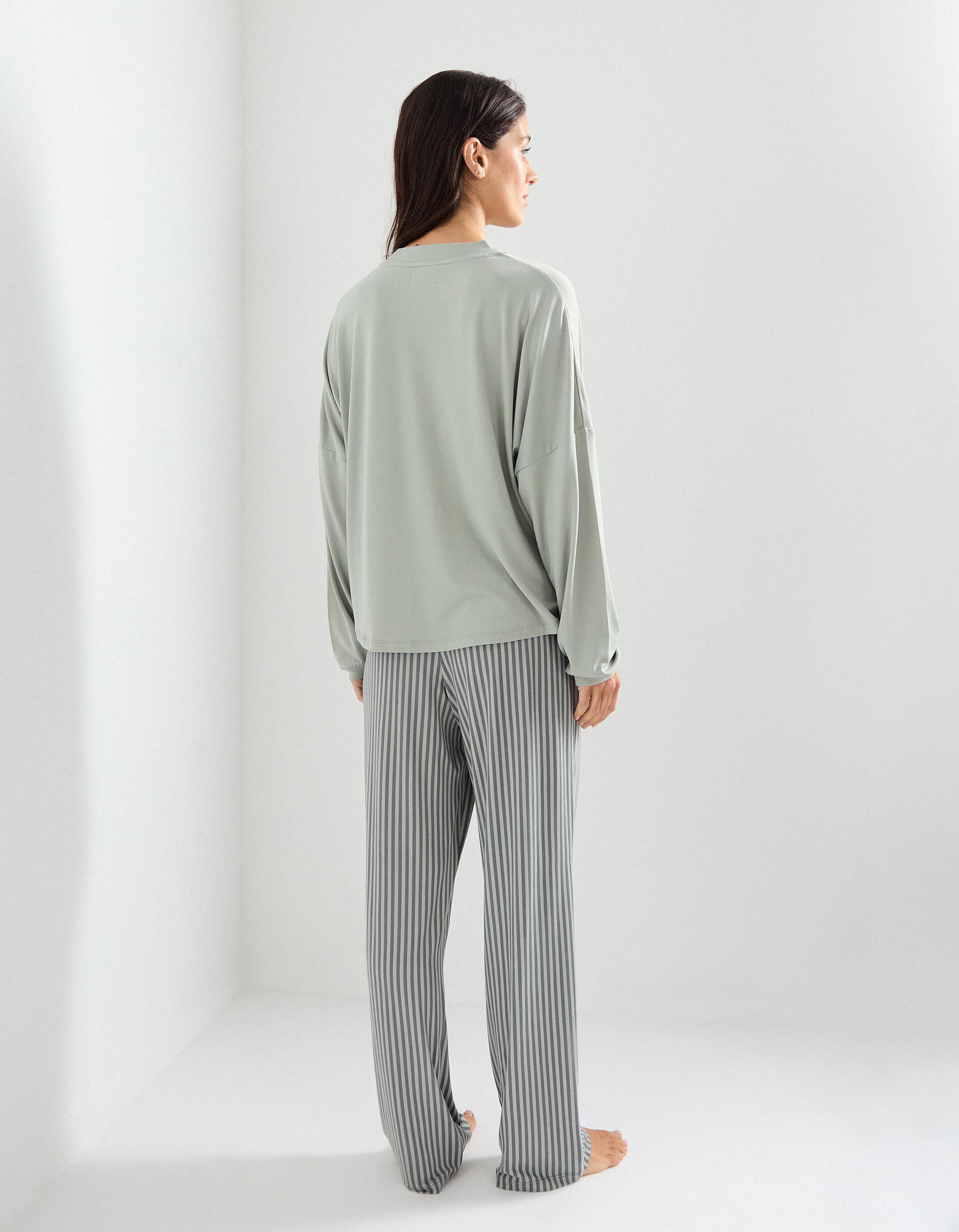 Comprar Online Pijama Riscas, Mulher, Cinzento Claro 