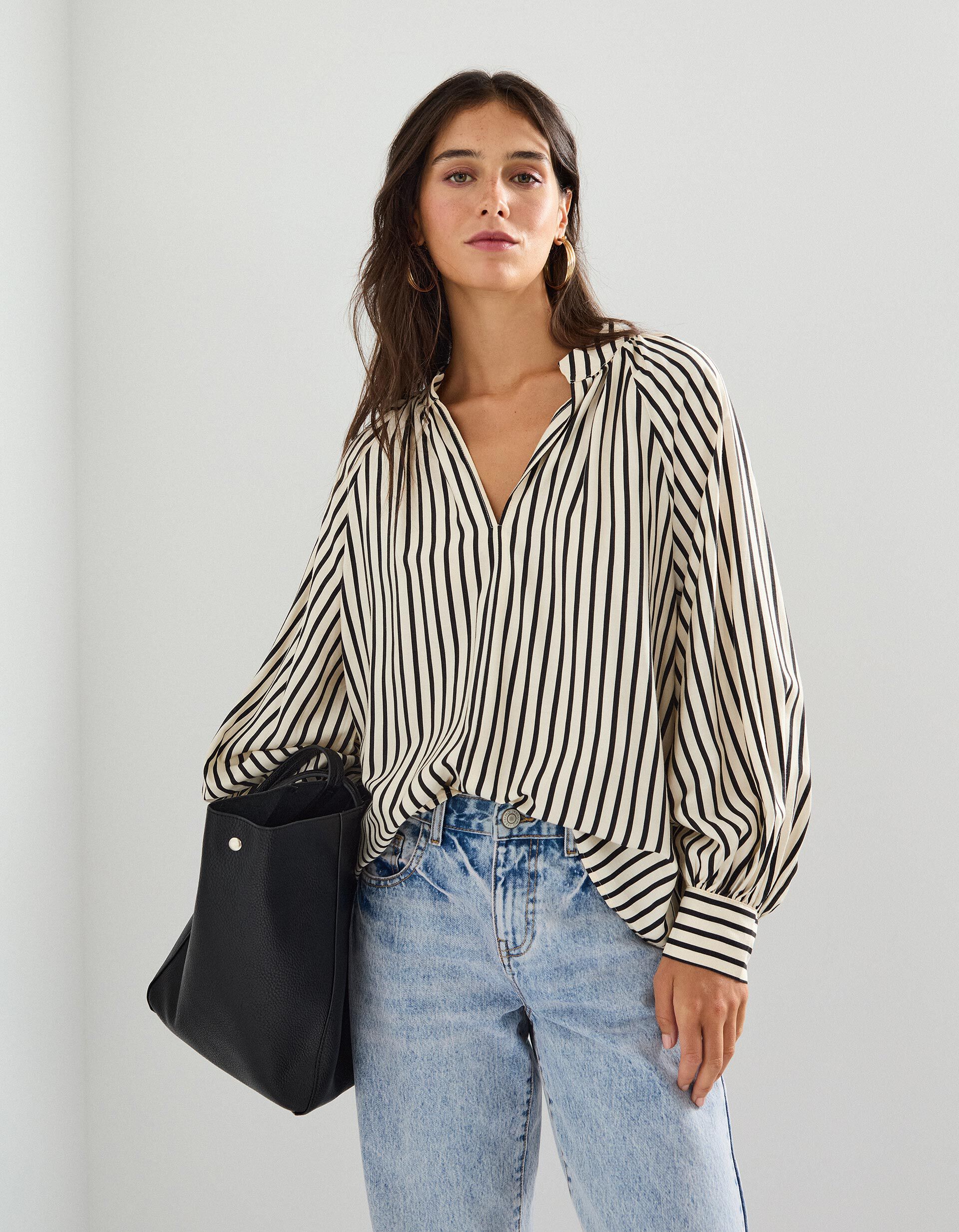 Comprar Online Blusa Riscas, Mulher, Branco