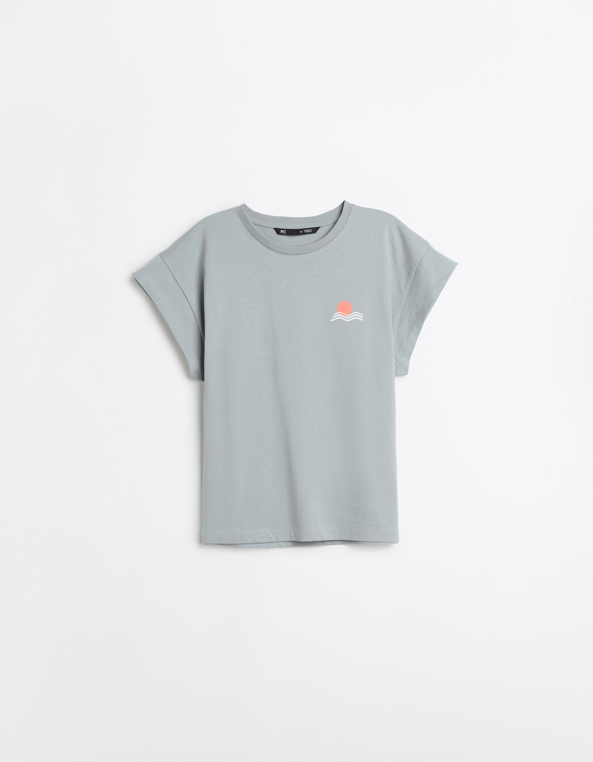 Comprar Online T-shirt Estampado, Mulher, Cinzento Claro