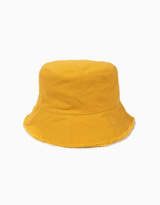 Chap&eacute;u para Menina com Aba Desfiada, Amarelo-Torrado