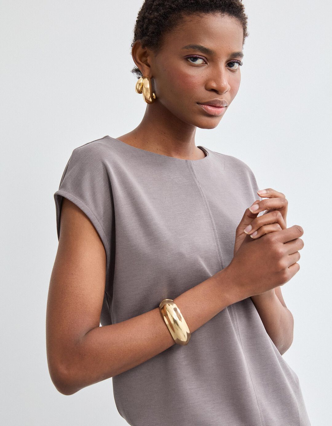 T-shirt, Mulher, Cinzento