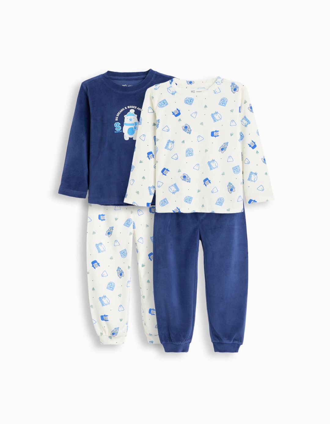 Pack 2 Pijamas De Veludo, Menino, Multicolor