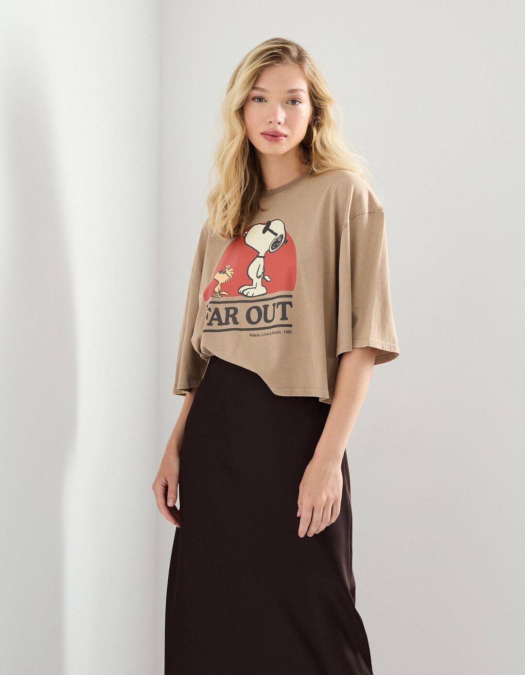 T-shirt 'Snoopy', Mulher, Castanho