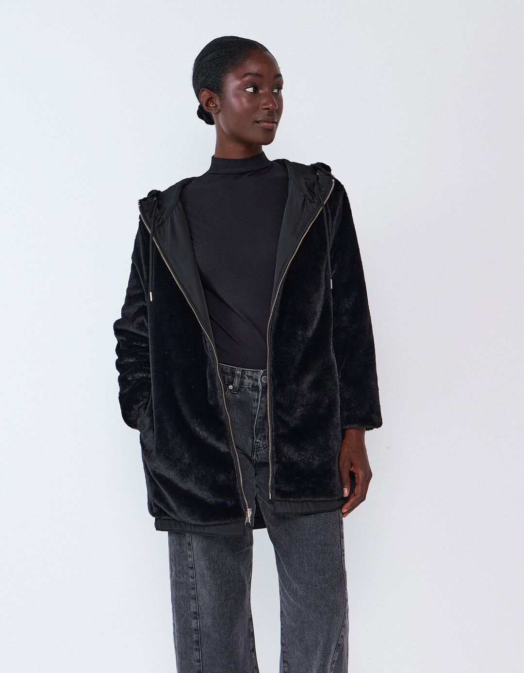 Parka Revers&iacute;vel, Mulher, Preto