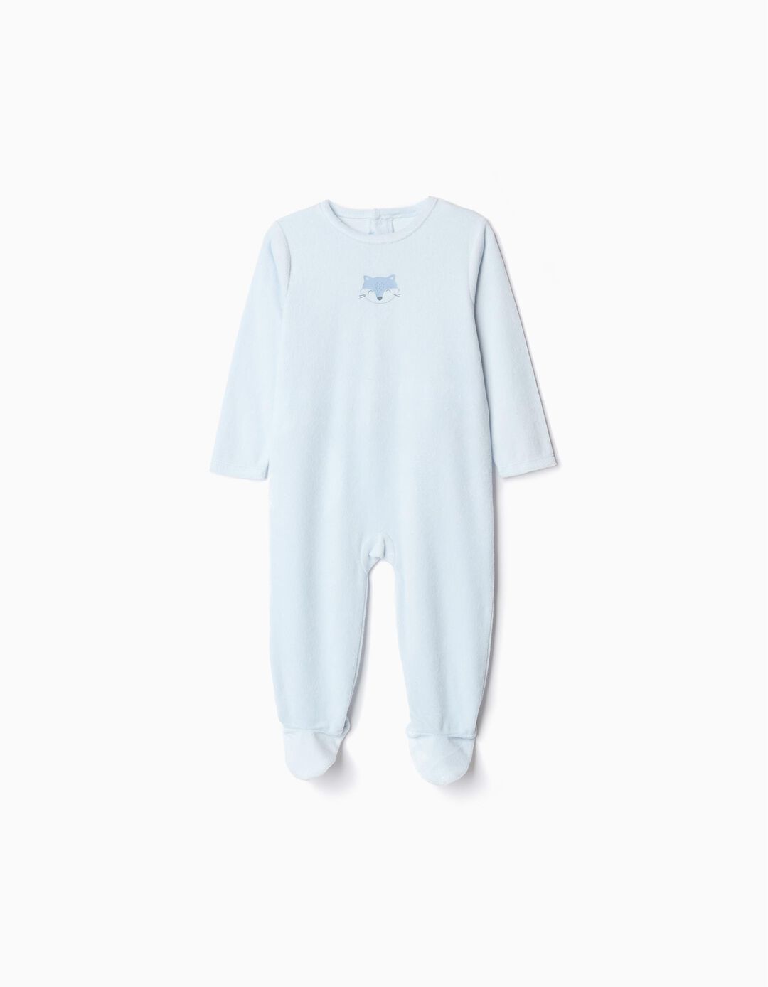 Babygrow Aveludado, Bebé Menino, Azul Claro