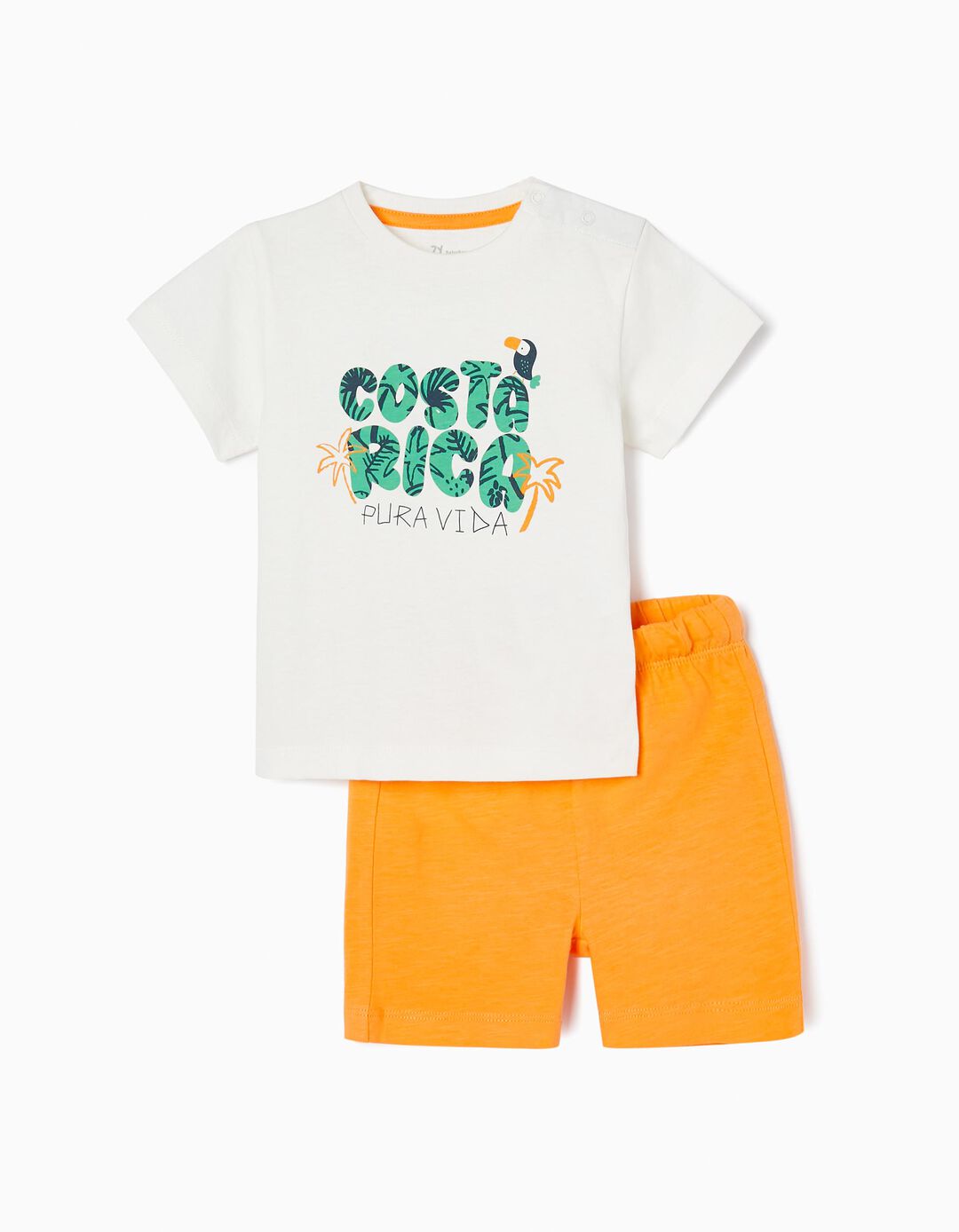T-shirt + Calções para Bebé Menino 'Costa Rica', Branco/Laranja