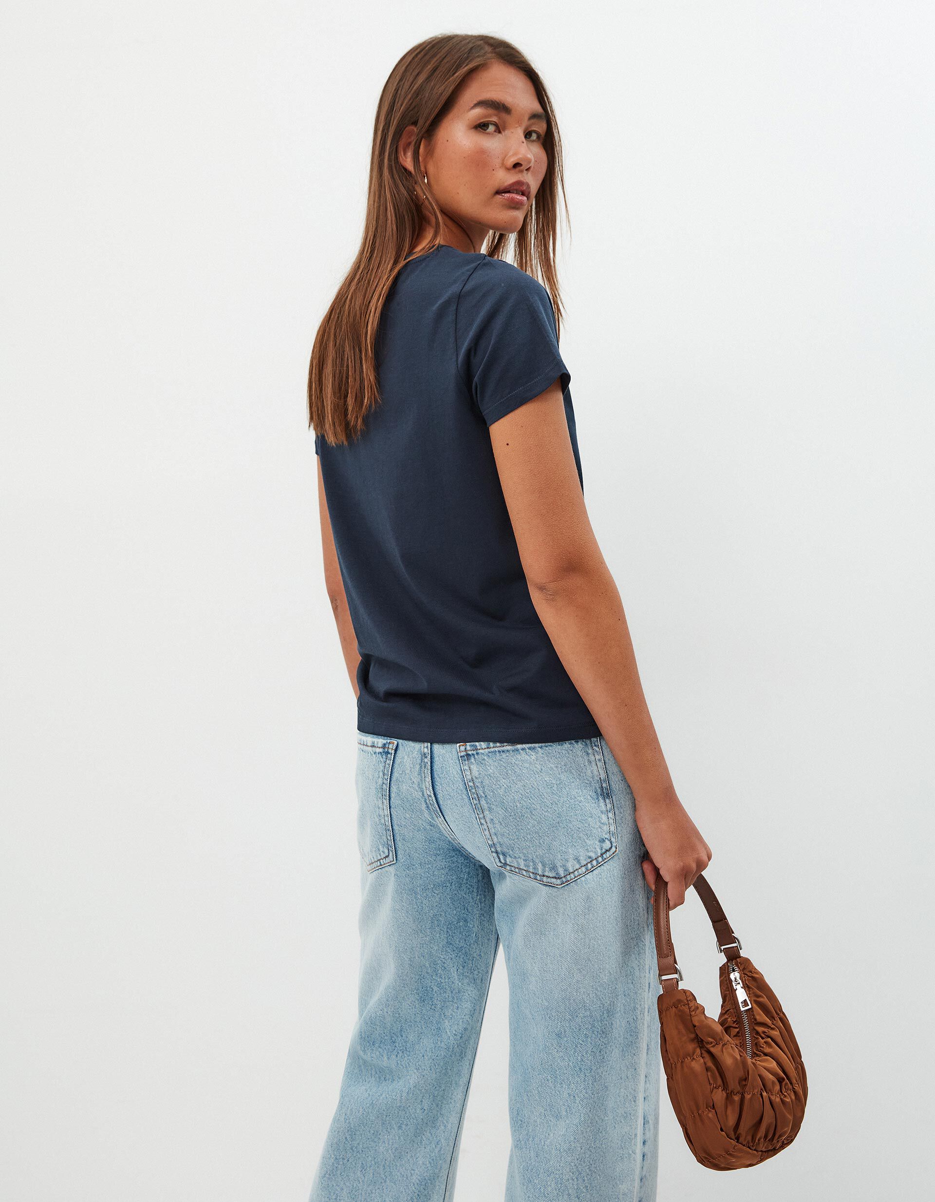 Comprar Online T-shirt Decote Redondo, Mulher, Azul Escuro