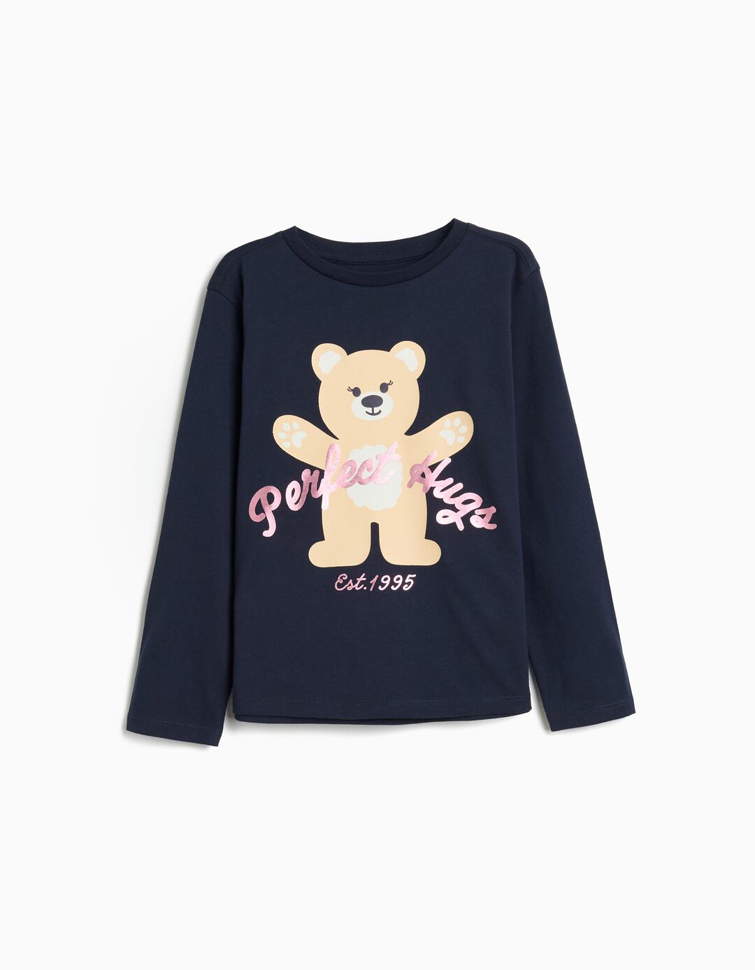 T-shirt de Manga Comprida, Menina, Azul Escuro