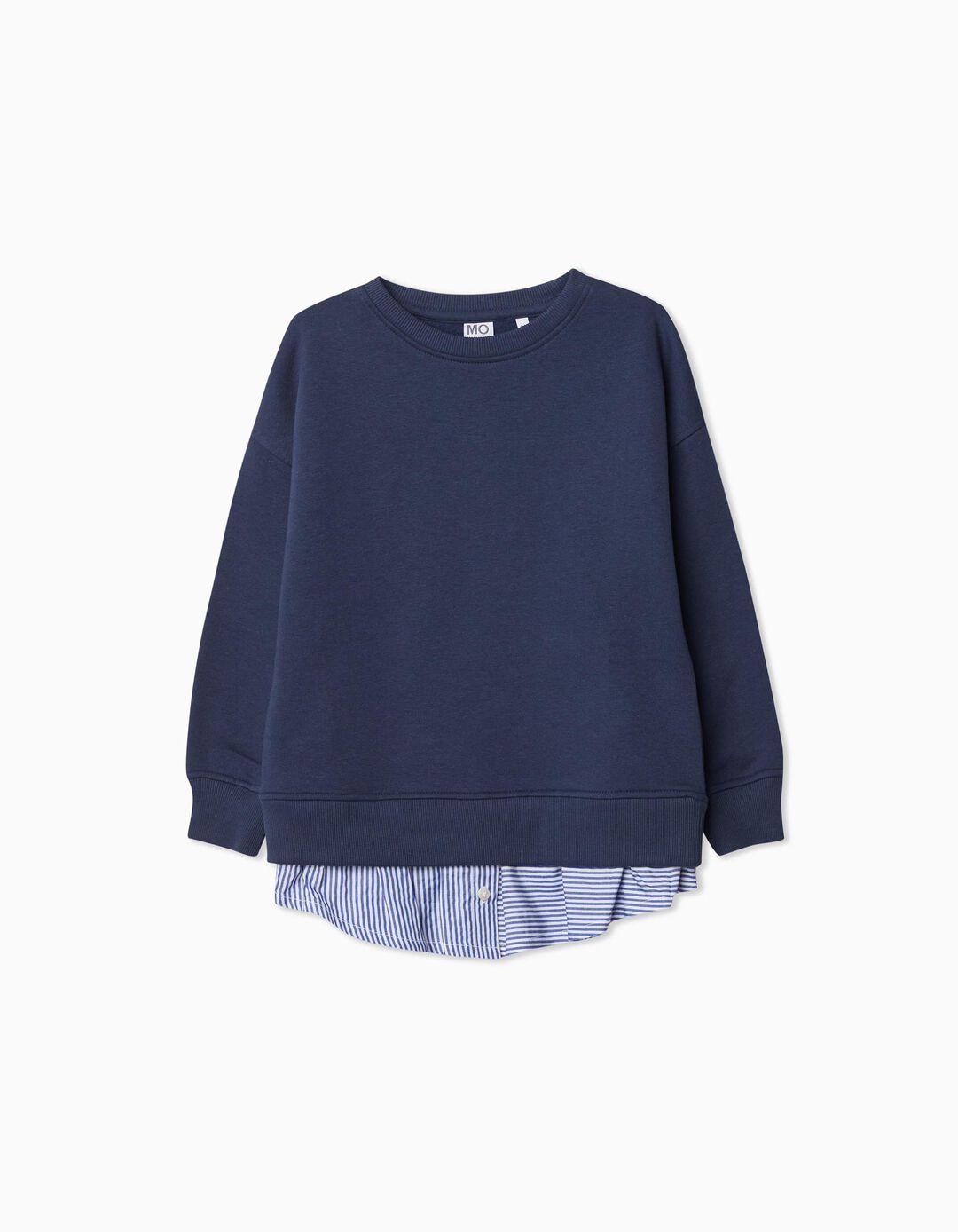 Sweatshirt com Camisa, Menina, Azul Escuro