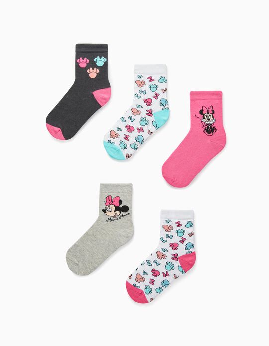 5 Pairs of Socks for Girls 'Minnie', Multicolured