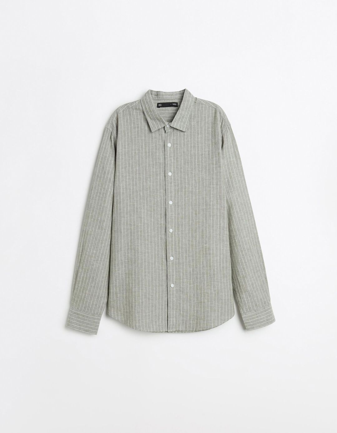 Camisa Riscas com Linho, Homem, Verde