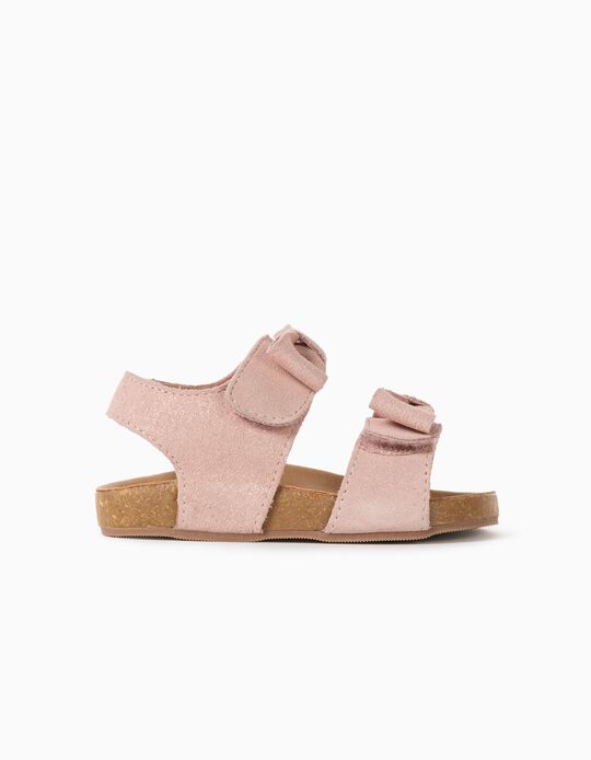 Shiny Suede Sandals for Baby Girls, Pink