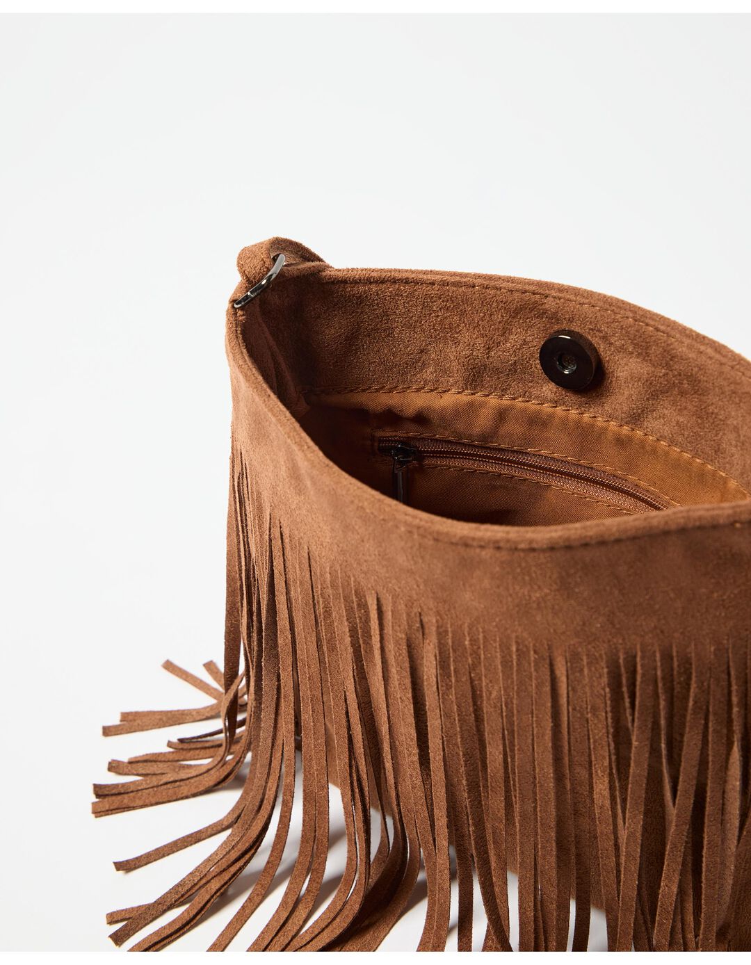 Mala Tiracolo com Franjas, Mulher, Castanho