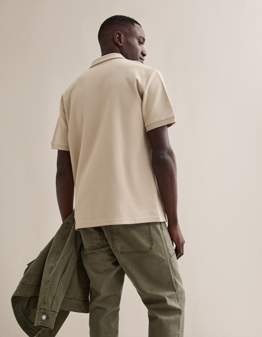 Polo Waffle, Homem, Bege Claro