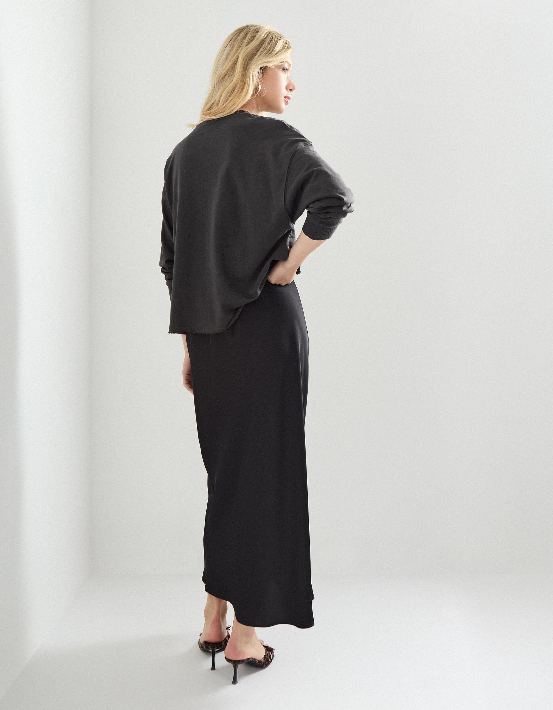 Comprar Online Saia Comprida de Cetim, Mulher, Preto