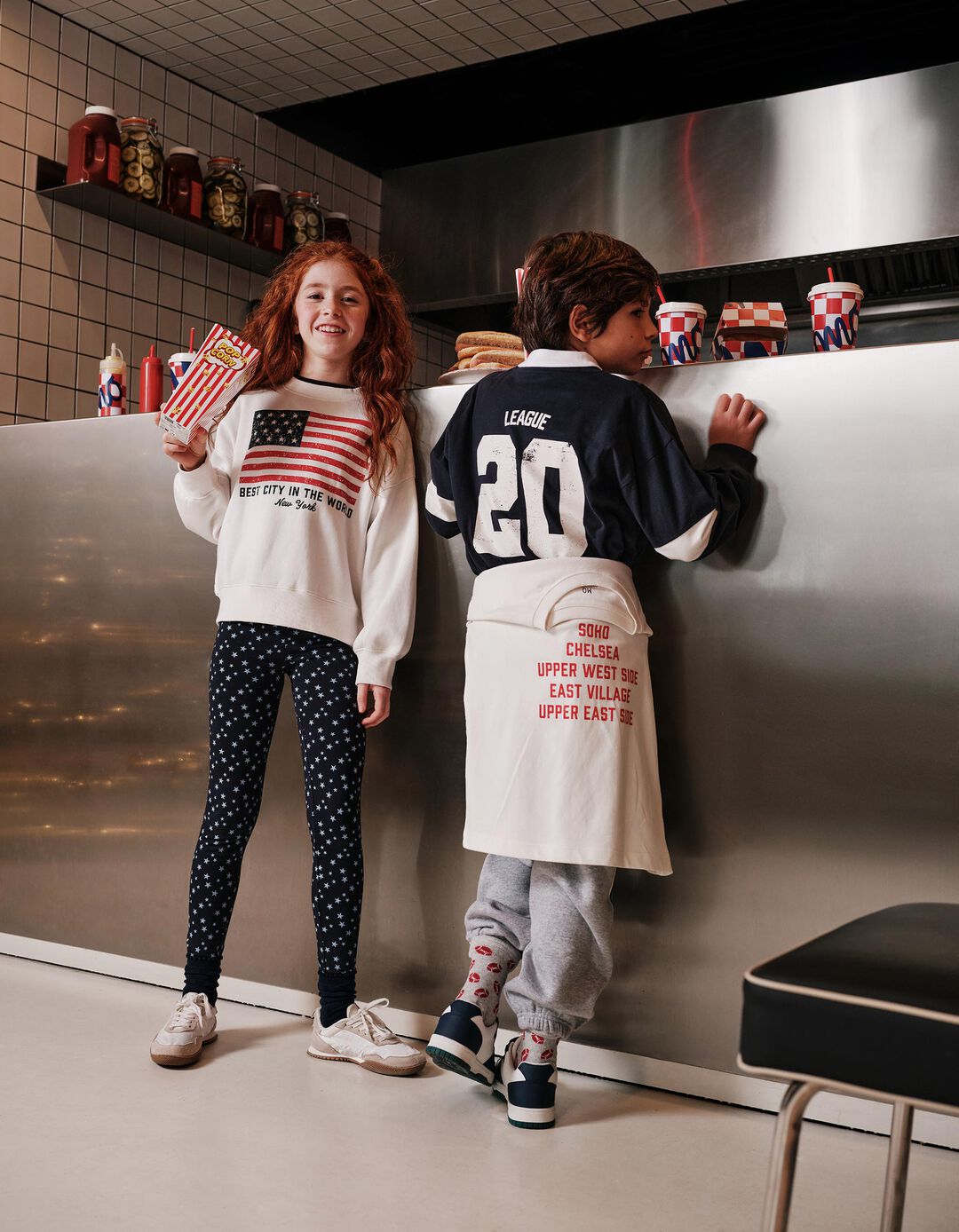 T-shirt de Manga Comprida, Menino, Azul Escuro