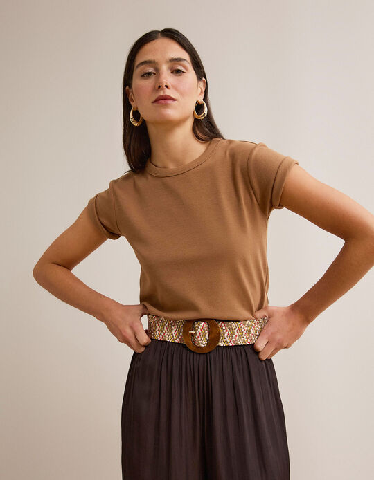Comprar Online T-shirt Modal, Mulher, Castanho Claro