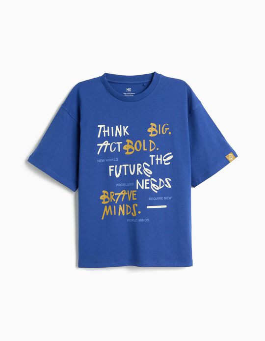 Comprar Online T-shirt Estampada 'Loose Fit', Menino, Azul Escuro
