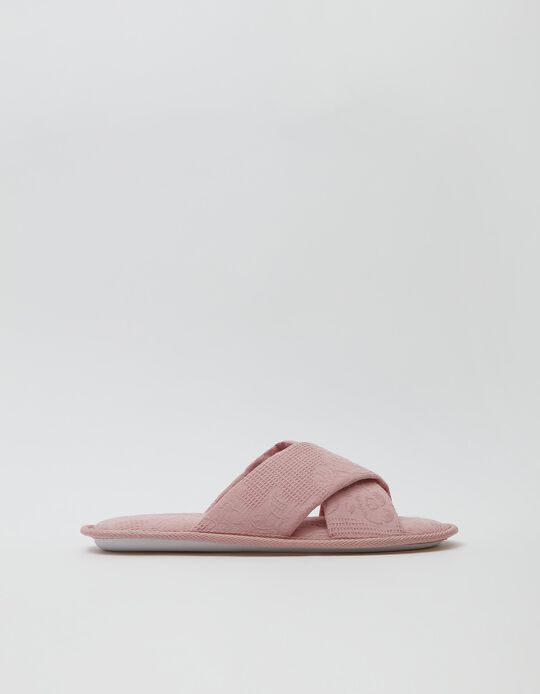 Textured Open Slippers, Women, Pink