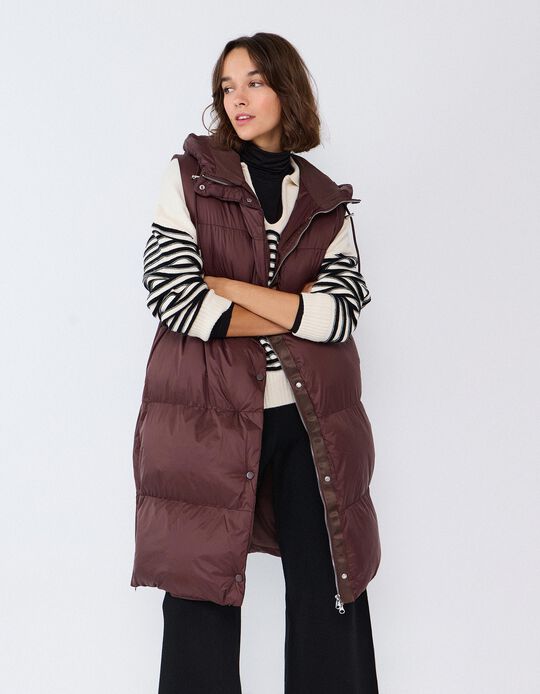 Comprar Online Colete Acolchoado Com Capuz, Mulher, Castanho