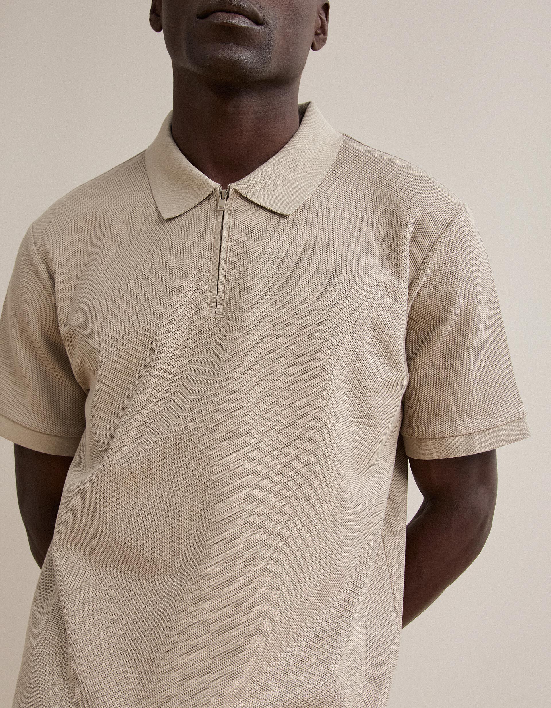 Comprar Online Polo com Fecho, Homem, Bege