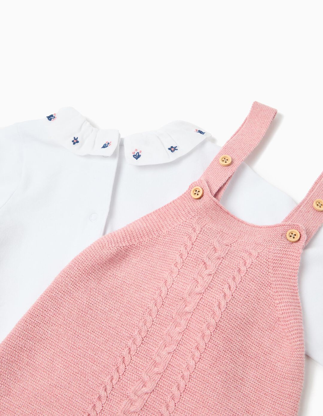 Conjunto Body e Macacão, Recém-Nascido, Rosa Claro