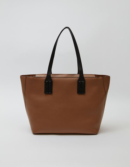 Leather-Effect Shopper Bag, Camel