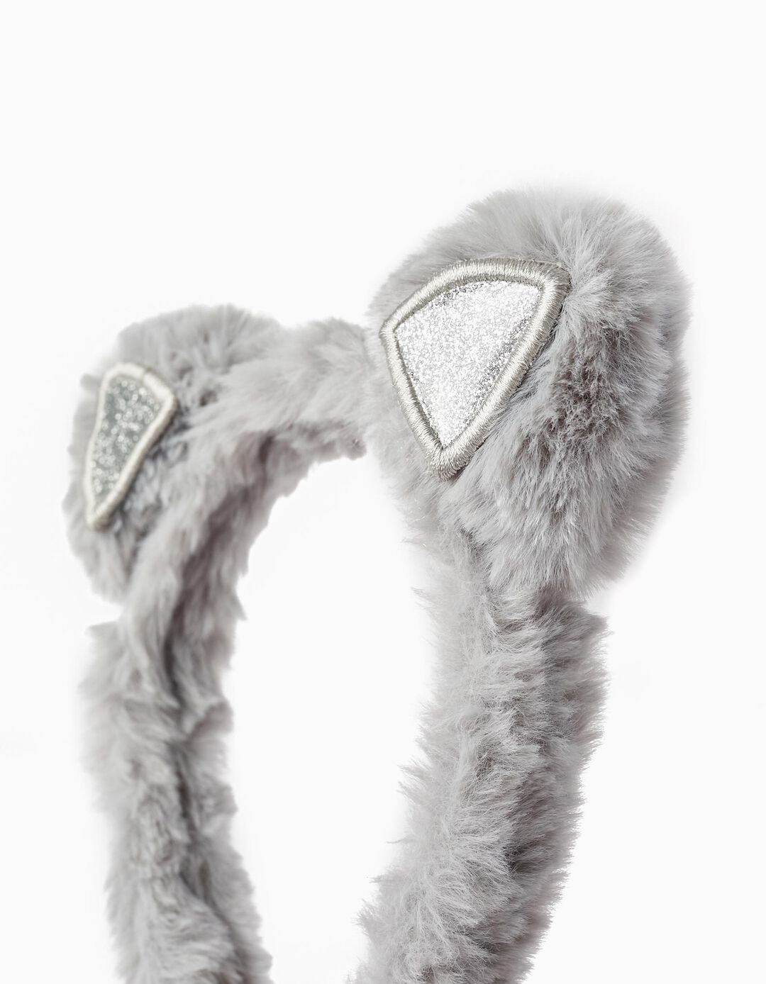 Fuzzy Headband with Ears for Baby and Girl 'Cat', Grey