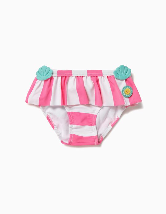 Cuecas de Banho para Beb&eacute; Menina 'Mermaid' Anti-UV 80, Branco e Rosa