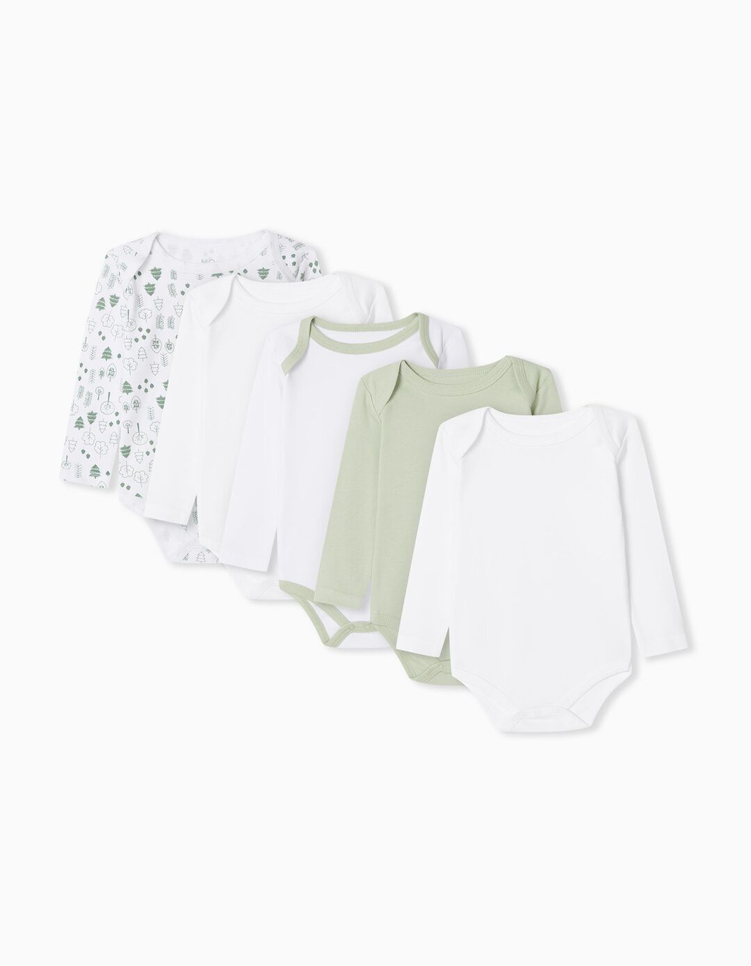 5 Long Sleeve Bodysuits Pack, Baby Boys, Multicolour